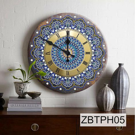 30cm Peinture Diamant Diy Complet,horloge Peinture En Diamant Horloge Murale Dcorative En Tain Faite La Main Pour Le Salon, Attrape-rves Diy Fai (1/5)