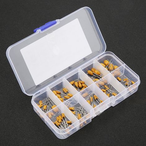 100 Stück Tantal-Kondensatoren, 16 V, 1 µF – 100 µF, Sortiment mit Box (1/5)