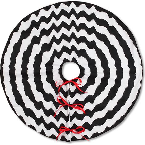 Jupe de sapin de Noël épaisse, motif vague noir et blanc, 73 cm, décoration de fête – DELKEVIC (1/3)