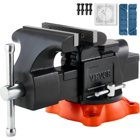 Étau Établi Polyvalent Largeur Mâchoire 127 mm, Étau Atelier Fonte Ductile, Ouverture Maximale de Mâchoire 125 mm, avec Enclume, Base Pivotante 360°, Gorge 71 mm, pour Serrage de Tuyaux Ronds (1/5)