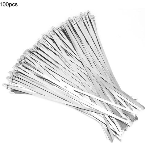 Cable Tie - Acier Inoxydable - 4,6 mm x 250 mm - Résistant Aux Intempéries - Pour Câblage Et Tuyauterie - Lot De 100 (1/5)