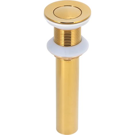 Bonde de lavabo dorée sans trop-plein, anti-obstruction, pour robinet de salle de bain ou lavabo, sans trou (1/5)