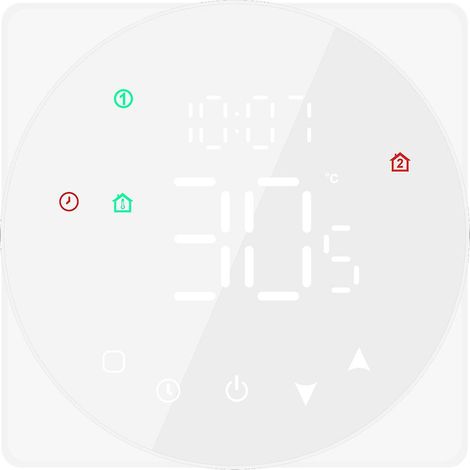 Intelligenter Temperaturregler mit LCD-Display, 16 A Touchscreen-Thermostat, wöchentlich programmierbar, elektrisch, ohne WLAN, weiß