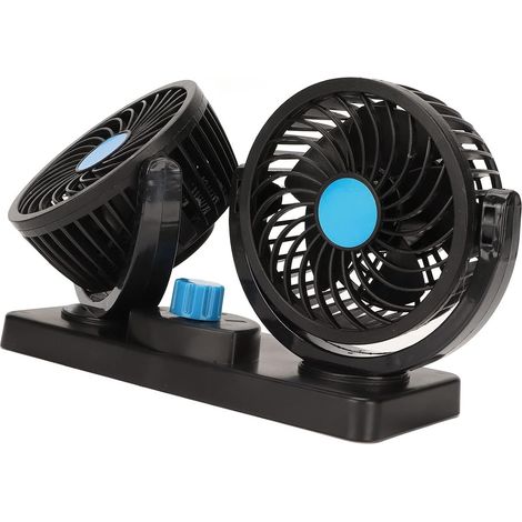 Ventilateur de Refroidissement de Voiture Silencieux 12 V à Double Tête Circulateur d'air Rotatif à 360 ° avec Prise Allume-cigare pour Camion SUV RV Bateau (1/5)