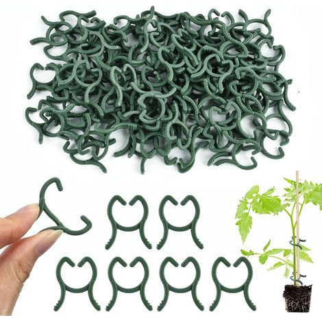 LaBlanc - 100 Stück kleine Pflanzenklammern, wiederverwendbare grüne Kletterpflanzenklammer, Pflanzenstützklammer, Pflanzenkletterklammern, Gartenpflanzenklammer zur Unterstützung von Pflanzen, Gemüse