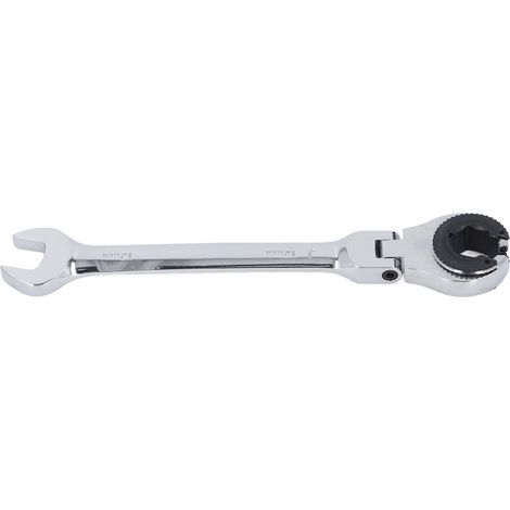 Clé à tuyauterie 14mm 7,5 pouces à tête flexible, cliquet 72 dents, ouverture plate, angle réglable pour conduites carburant, frein et climatisation (1/5)