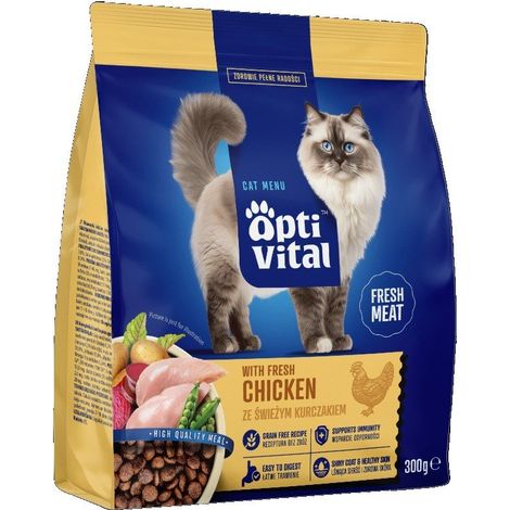 OptiVital croquettes - aliment complet pour chats adultes FM au poulet 300 g