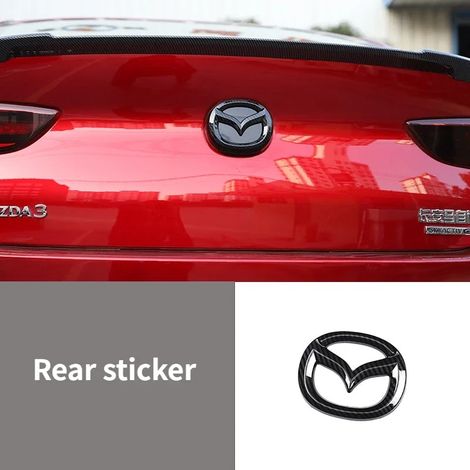 (Arrière en carbone) - Convient pour Mazda 3 Axela 2020. Autocollant logo ABS pour volant, calandre, coffre et hayon. Accessoires en carbone. (1/5)