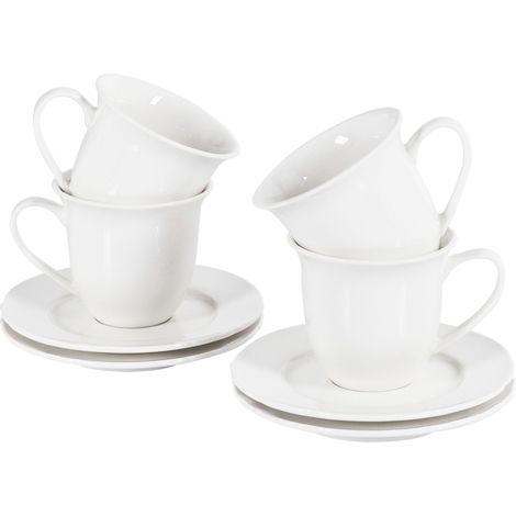 Conjunto de 4 tazas con platillos para té café porcelana acabado brillante blanco Elderberry (1/5)