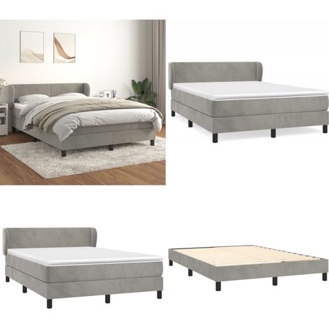 Boxspringbett mit Matratze Hellgrau 140x190 cm Samt - Samtbett - Boxspringbett - Doppelbett - Schlafzimmermöbel - Luxusbett - Home & Living (1/5)