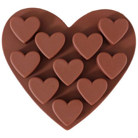 Silicone Chocolate Molds, Non-Stick Heart Shape Kitchen Molds, Ice Cube Trays for Cakes, Candy, Fudge Balls, Jelly, Muffins, Cupcakes（Chocolate Color） (1/5)