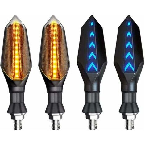 BUNTHAUS PA 4 Pièces Clignotant Moto Universel 12V Double Couleur Ambre Bleu 17 LED Indicateur Lumière (1/4)