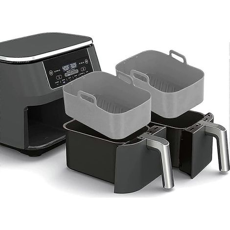 2 Silikon-Topf für Ninjas Dual Air Fryer, Silikon-Airfryer-Einsätze, Doppel-Airfryer-Korb aus Silikon, Airfryer-Gitterzubehör für Airfryer