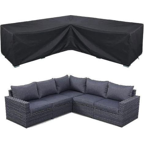 Canapé d'angle Housse Imperméable Extérieur, Protection Mobilier Jardin Ensemble, Anti-UV Bâche Sectionnel avec Attaches, Résistant Pluie Poussière, Usage Terrasse Balcon (1/5)