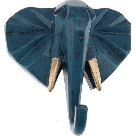 Décoration intérieure créative de style nordique pour salon et dressing : patères en forme d’animaux, porte-clés en résine en forme de tête d’éléphant bleue, porte-foulard et porte-manteau. (1/4)