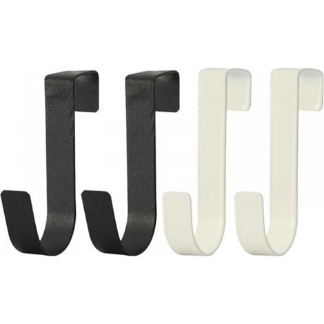 Crochets porte-serviettes de salle de bain, barres porte-serviettes en acier inoxydable pour cabines de douche en verre épais sans cadre, 4 pièces, noir et blanc, S (1/5)