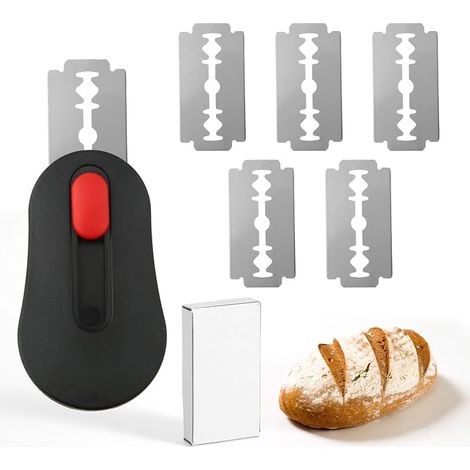 Magnetic Bread Blade, Retractable Push-Pull Bread Blade with 5 Replaceable Blades Inciser Tool Dough Cutter Durable for Baking Equipment (Black) (1/5)