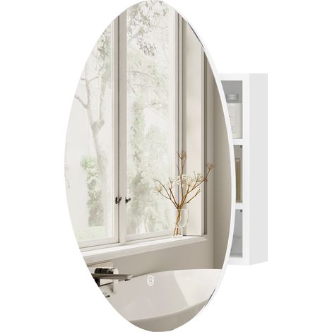 LED-Badezimmer-Wandschrank mit beschlagfreiem Spiegel, 3-farbiger Beleuchtung, 50x14x70cm Wandablage, weiß, einstellbare warm/kalt/neutrale Beleuchtung, modernes Design, wandmontiert.