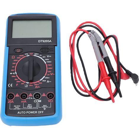 Multimetro digitale con schermo LCD, misura tensione AC/DC, corrente, resistenza, capacità, diodi, esegue test di continuità con spegnimento automatico, protezioni di sicurezza, portatile per elettric (1/5)