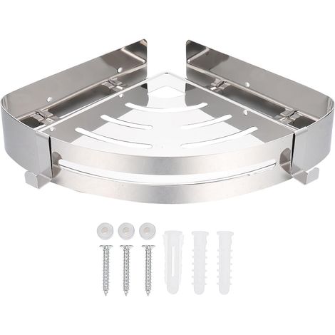 Étagère d'angle de salle bain en acier inoxydable (1 pièce) : grande capacité charge, installation (1/5)