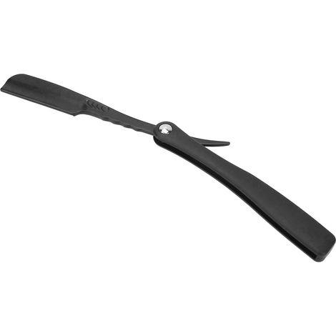 Porte-lame de tondeuse à barbe léger et vintage, gravé et doté d'une poignée ergonomique. Support de lame manuel noir. (1/5)