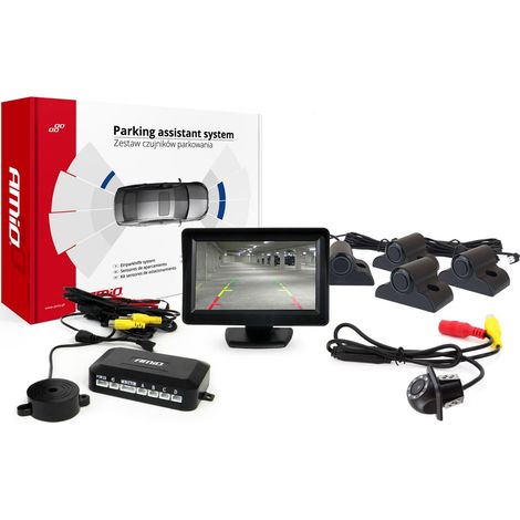 Kit di sensori di parcheggio TFT01 da 4,3" con telecamera HD-305-LED, 4 sensori, nero, per camion (1/5)