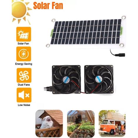 Ventilateur D'extraction À Énergie Solaire 50W, Ventilateur de Puissance de Panneau Solaire Étanche pour Grenier À La Maison, Serre, Refroidissement de Maison de Chien de Compagnie (1/4)