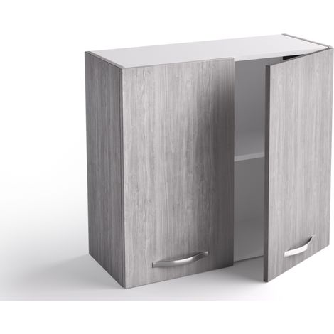 Colgante cocina 80x33x72 cm de madera gris islandesa con dos puertas - Massa