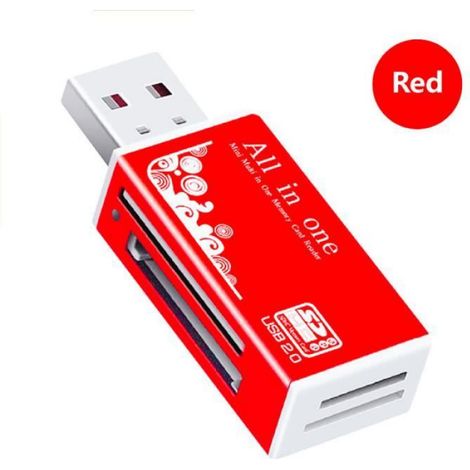 Connectique - alim,Lecteur de carte tout-en-un USB 2.0,adaptateur SD,prise en charge TF CF SD Mini SD SDHC MMC - Rouge[C6850]