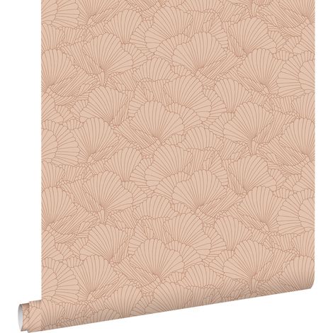 papier peint feuilles dessinées terracotta claire - ESTAhome (1/5)