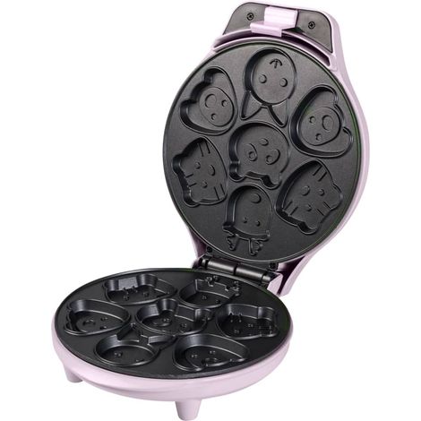 Bestron Waffle Maker con motivi di animali, piastra per Waffle mini biscotti a cialda, indicatoro luminso & rivestimento antiaderente, 700 watt, colore: rosa (1/5)