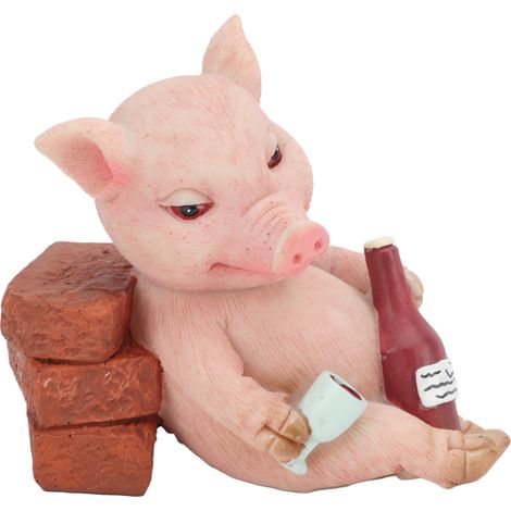 Statue de cochon en résine, style rétro, peinte à la main, figurine décorative mignonne et vivante pour la décoration intérieure. (1/5)