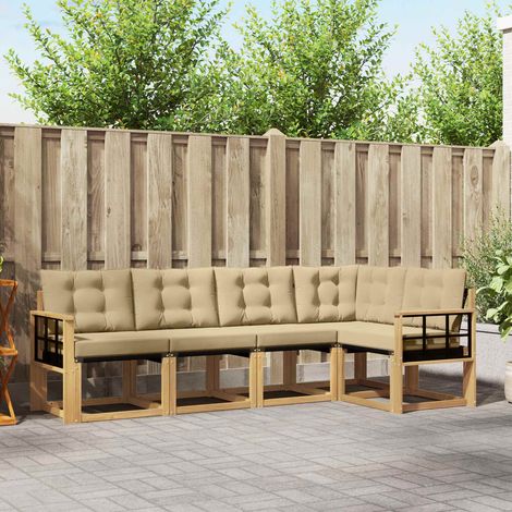 vidaXL Conjunto de sofás de exterior 5 uds. y Beige (1/5)