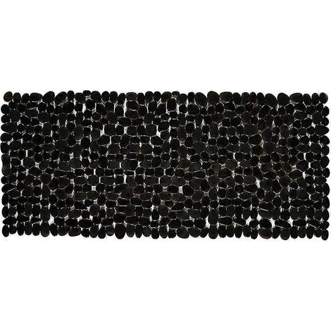 Schwarze Kiesel-Duschmatte mit Saugnäpfen und rutschfester, rechteckiger PVC-Badematte