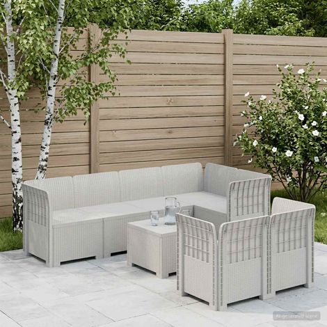 vidaXL Divano da Giardino 7 Posti Aspetto Rattan PP Bianco (1/5)