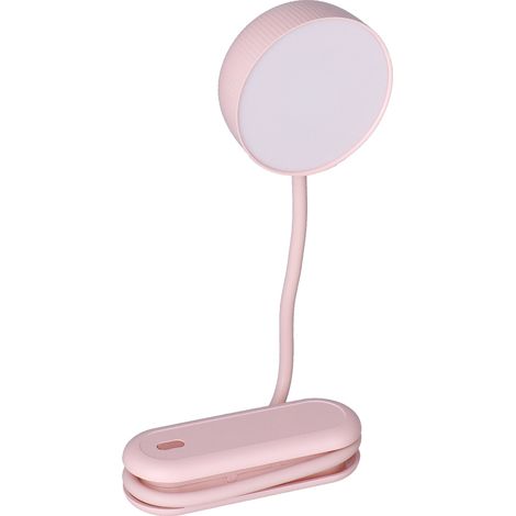 LED-Schreibtischlampe mit Schwanenhals-Nachtlicht, stufenlos dimmbar, 3 Farben, faltbar, augenschonend, USB-Ladeanschluss, Rosa (1/5)