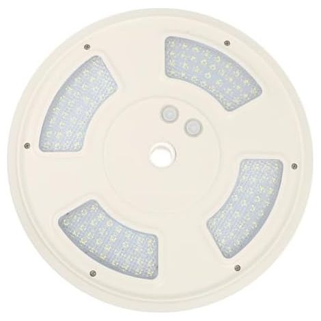 HOLIDYOYO Lampe solaire pour mât de drapeau à 128 LED, matériau ABS blanc, sans câble d'alimentation. Éclairage extérieur moderne pour drapeau, jardin et cour. (1/5)