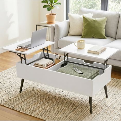Mesa centro elevable con almacenaje de madera OKMYHOME (1/4)