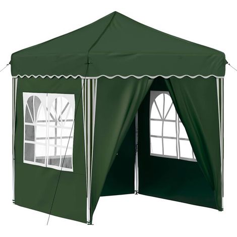 Tente de réception portable, mesurant 195 x 195 x 245 cm, en tissu Oxford vert. (1/5)