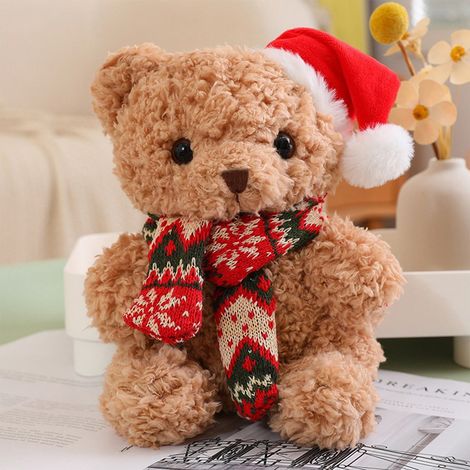 Peluche Ours De Noël - 23 Cm - Décoration De Sapin Et Cadeau Pour Enfants - Brun - 1 Pièce (1/5)