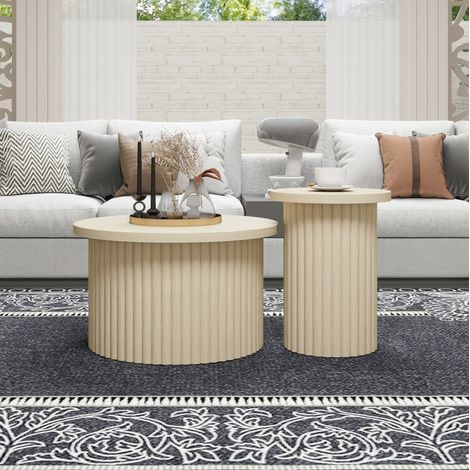 tavolo soggiorno rotondo doppio effetto legno OKMYHOME (1/5)