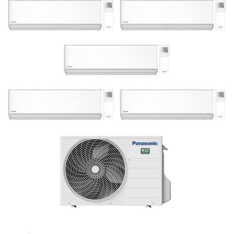 Panasonic Climatizzatore Penta Split Etherea White 9+9+9+9+9 con CU-5Z90TBE Inverter R-32 Wi-Fi Classe A++