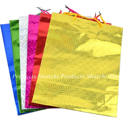 Large Assorted Holographic Paper Gift Bags, Mixed Pack Sizes for Christmas and All Occasions (1/5)