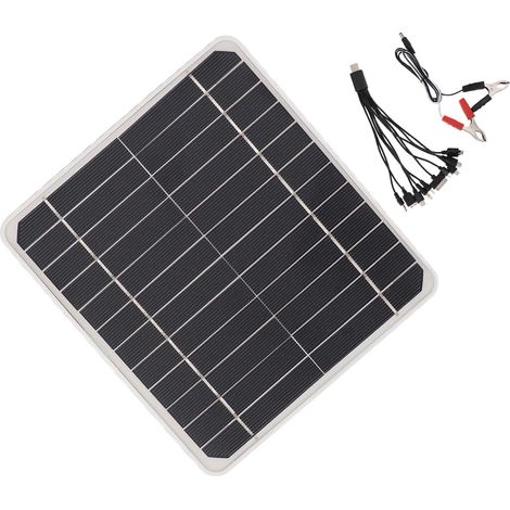 Chargeur de batterie de voiture solaire 10 W 12 V - Panneau solaire 10 watts 12 volts pour recharger les batteries de voitures et de téléphones portables (1/5)