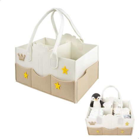 Panier Rangement Bébé Rangement Table a Langer Bebe,Matériau en Feutre,avec Compartiments Amovibles,Organisateur Table a Langer Bebe pour Jouets,Livres D'Images,Collations,Papeterie (1/5)