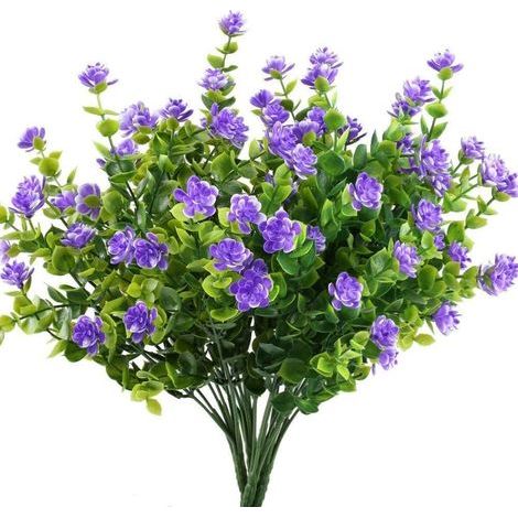 MINKUROW Künstliche Kunstblumen, 4er-Pack Künstlicher Eukalyptus für den Außenbereich, UV-beständig, grüne Sträucher, Pflanzen, zum Aufhängen, für drinnen und draußen, für den Hausgarten, Dekoration ( (1/5)
