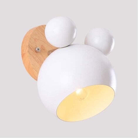 Applique murale E27 pour chambre d'enfant, lampe de chevet, applique murale en fer et bois, lampe murale réglable pour cuisine, éclairage mural, décoration de plafond, lampe de couloir, blanc (1/5)