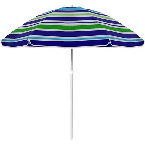 Marbueno Sombrilla Oxford Aluminio Con Funda Rayas Azul Blanco Verde 220 cm