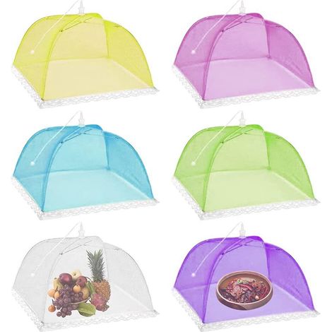 Cloche alimentaire pliable, lot de 6, protection anti-mouches et anti-insectes pour protéger viandes, plats et fruits lors de pique-niques et barbecues. (1/5)