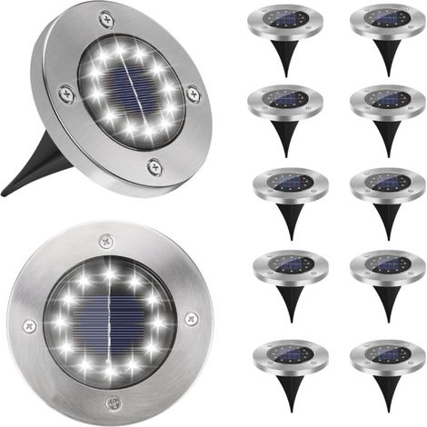 Waterproof outdoor solar lights, set of 12 bright solar lights with 12 LEDs, solar garden lighting for paths, patios, courtyards, terraces, lawns, decoration (1/5)